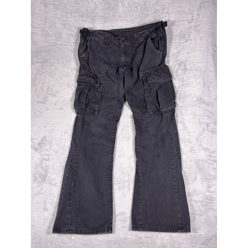 Mnml Flare Cargo Pants Mens 36 Faded Black Washed Streetwear Wide